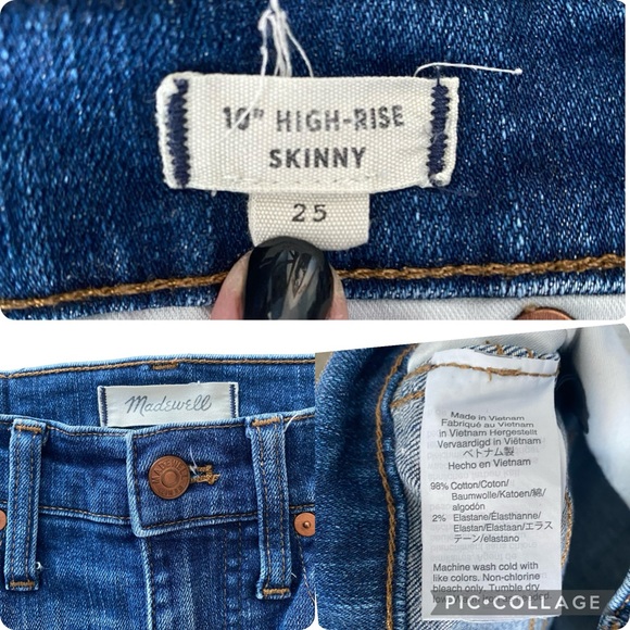 Madewell 10" High Rise Skinny Jean with Asymmetrical raw hem size 25 - Picture 15 of 15